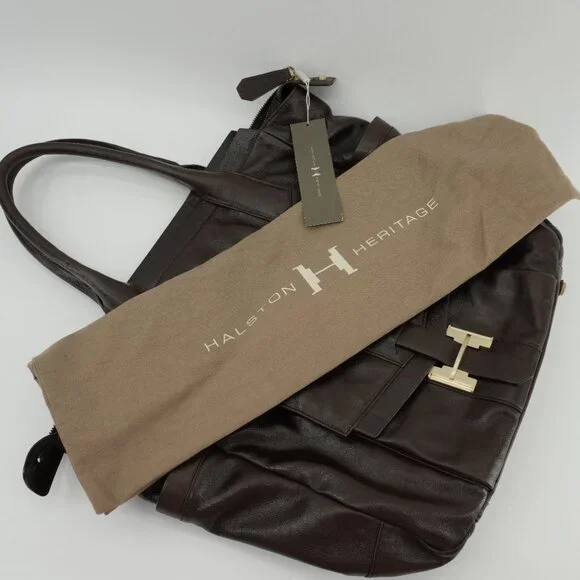 NWT Halston Heritage XL Bag Dark Chocolate Brown Travel Weekender Carry On Bag